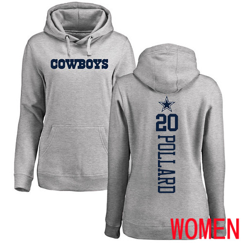Women Dallas Cowboys Ash Tony Pollard Backer #20 Pullover NFL Hoodie Sweatshirts->nfl t-shirts->Sports Accessory